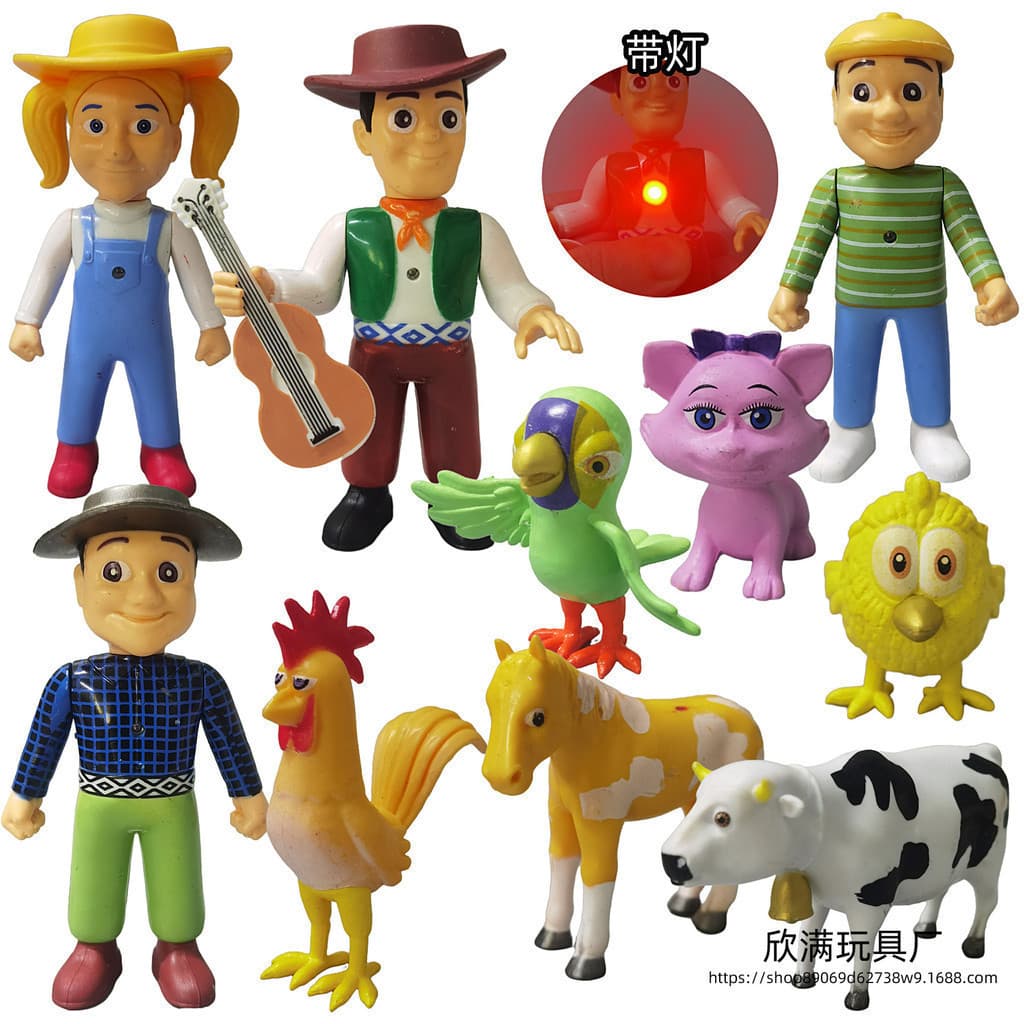 10pcs/Set Bonecos De Ação Feliz Fazenda La Granja De Zenon Do Celeiro Vermelho Kids Baby Animals PVC Brinquedos