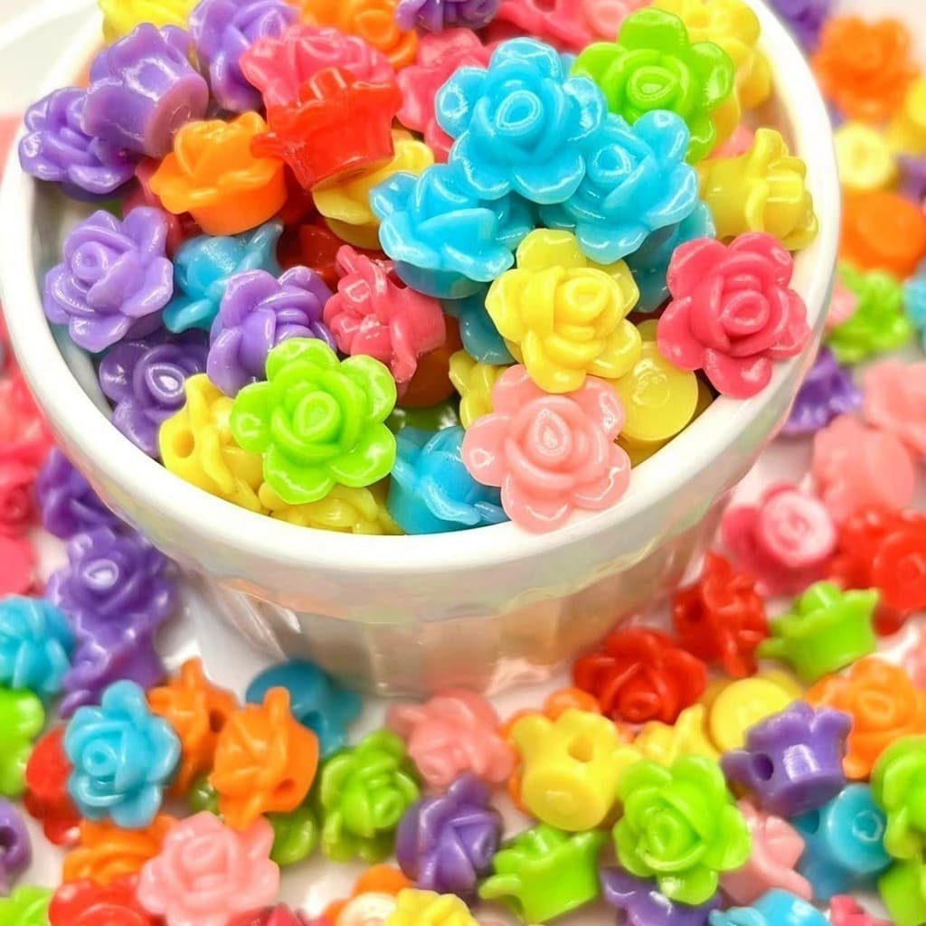 125 Pçs Miçangas Coloridas Para Criança Flor Rosa Pequena