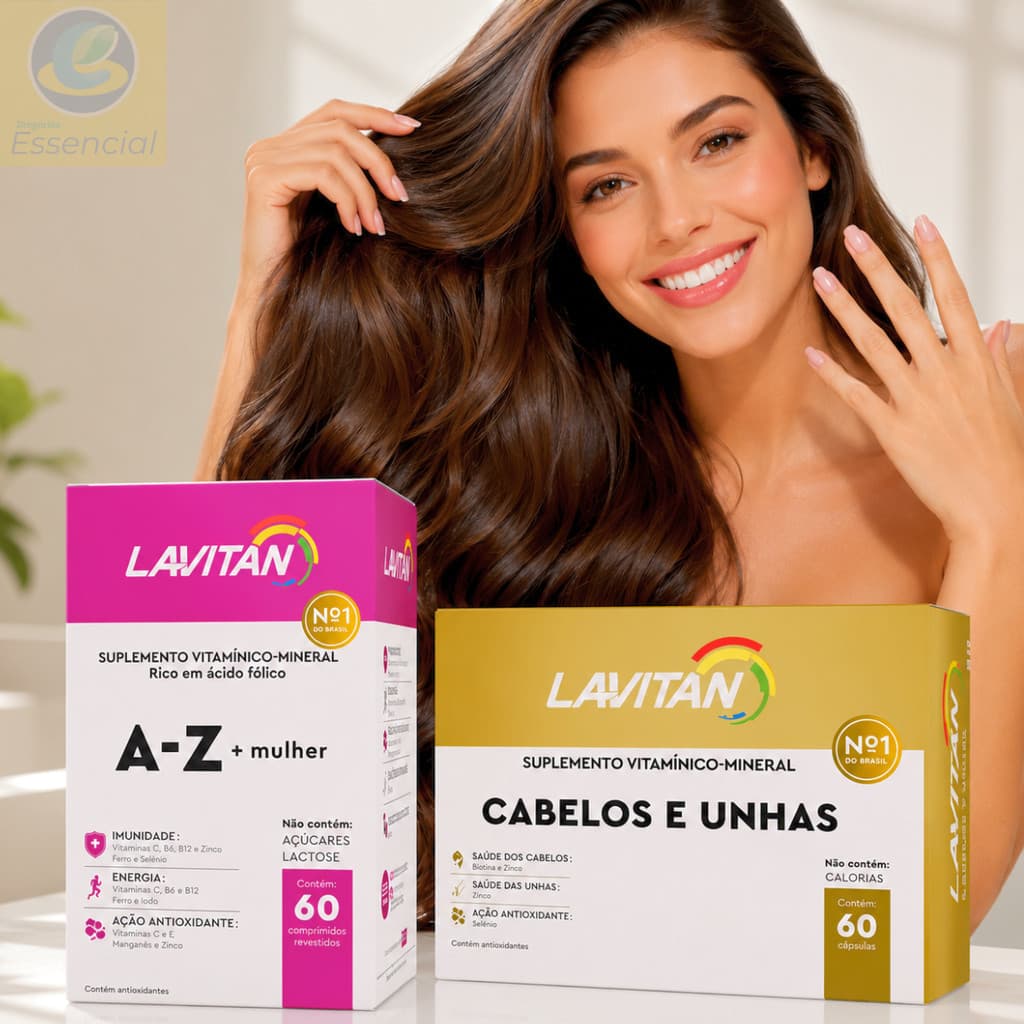 Lavitan Mulher + Cabelos Unhas 60 Cmp Cimed Multivitamínico Polivitamínico Feminino Disposição Saúde