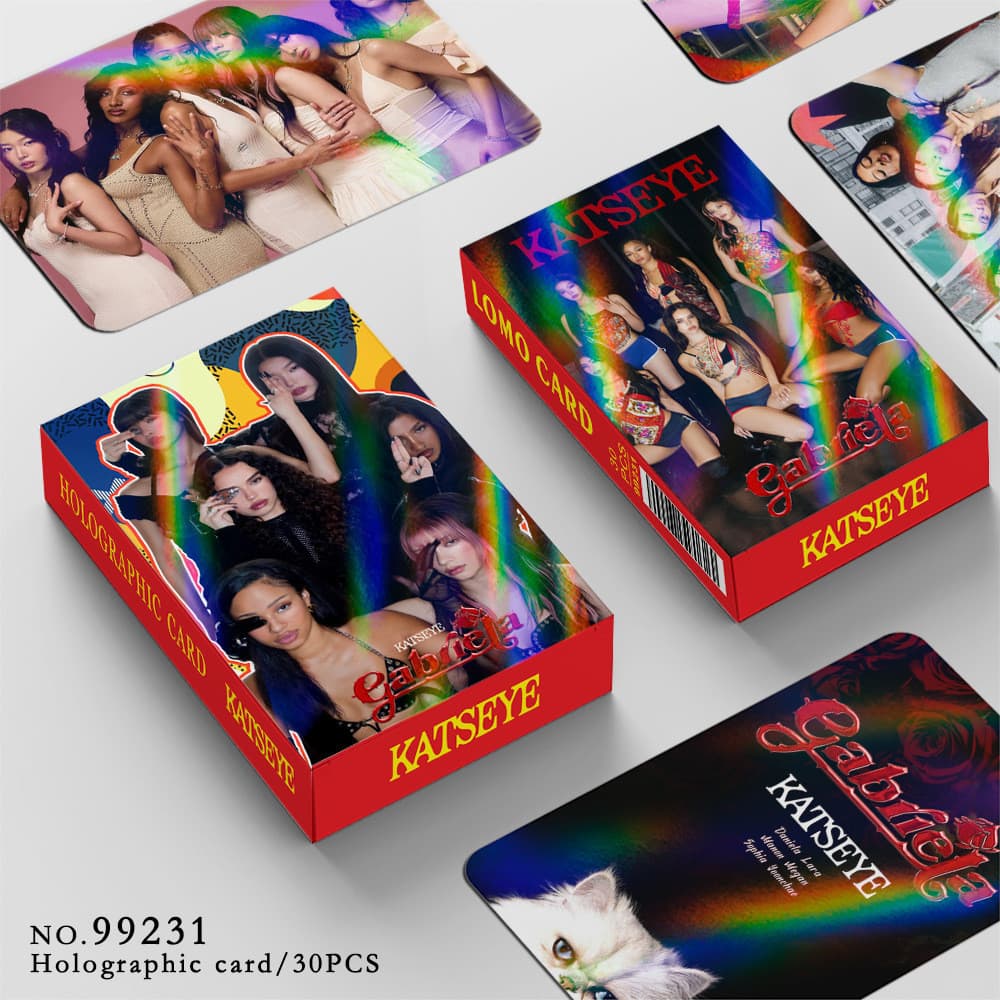 Kpop 30 Unidades/Caixa Idol KATSEYE Cartões Fotográficos laser lomo Cartão Para Fãs