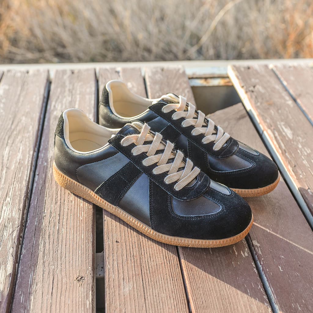 Japonês Retro cor combinando sapatos de treinamento alemão das mulheres dos homens couro genuíno leve all-match Casual a