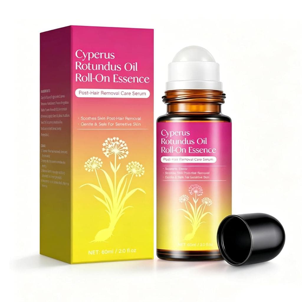 Sérum Roll-On Pós-Depilação com Óleo de Cyperus Rotundus, 60ml, Aplicador Roll-On Suave e Sem Resíduos, Tamanho Compacto