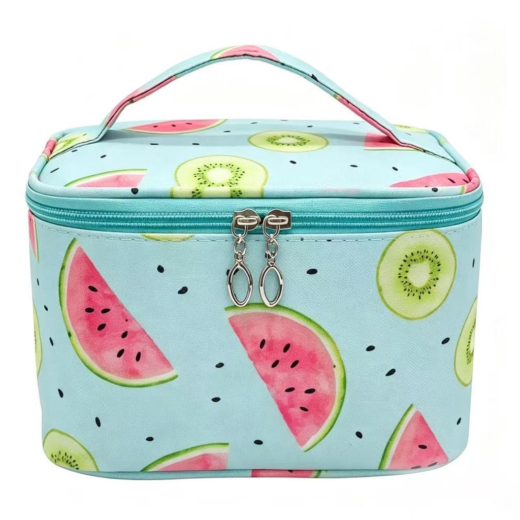 Bolsa de Maquiagem Estampada com Alça Grande Capacidade Portátil para Cosméticos Viagem Uso Diário Feminino
