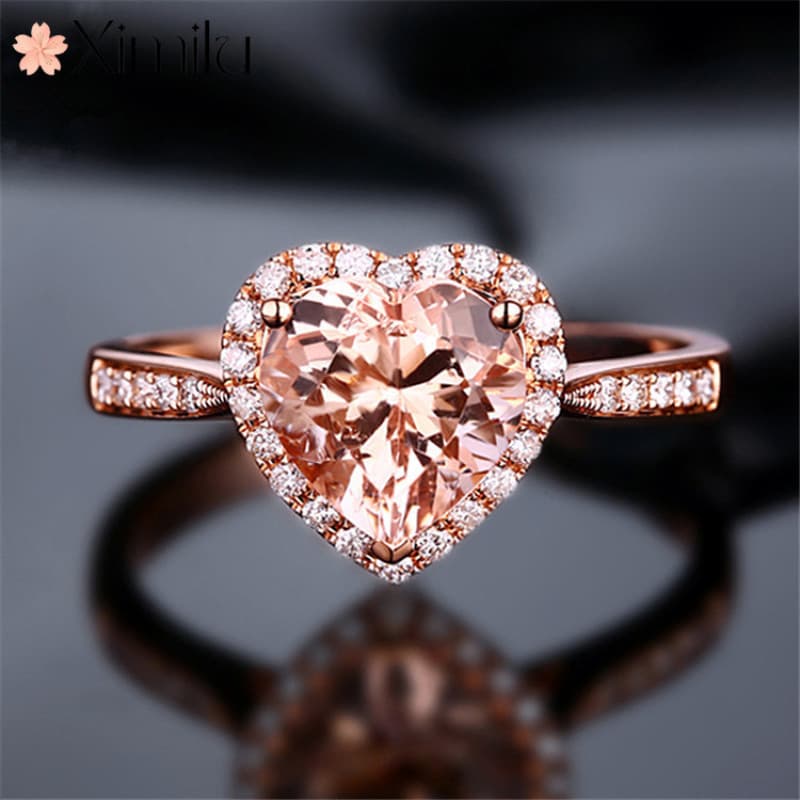 ❤ Amor romântico Multi-cor novo produto anel citrino temperamento feminino cheio de diamante champanhe Gem jóias