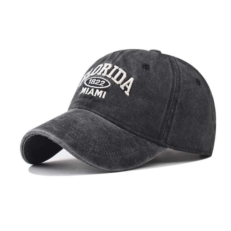 Bonés de Beisebol Bordados Estilo Old Florida em Algodão Lavado para Homens e Mulheres, Boné com Letras Florida para Uso