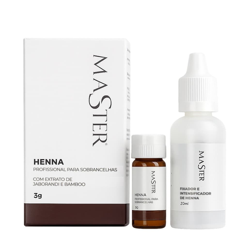 Henna Sobrancelhas Profissional Master 3g Intensificador e Fixador Dappen, Par de Luvas e Espatula