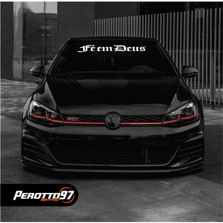 Adesivo 90x10 fé em deus para parabrisa carro