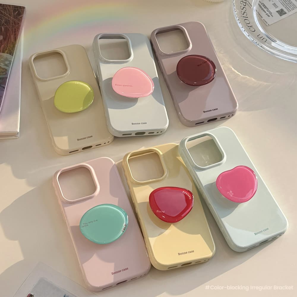 Macaron Candy Color Irregular Stand Holder Capa Para IPhone Compatível Com 17 Pro Max 17 17 16 16 15 14 13 12 Proteção D