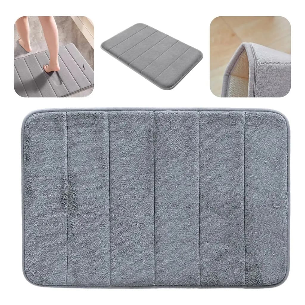Tapete De Banheiro Antiderrapante Super Soft Macio 60x40cm Cinza