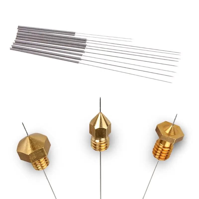 10 Peças de Acessórios para Impressora 3D, Agulha de Limpeza de Bico de Metal em Aço Inoxidável para Bicos J-head Hotend