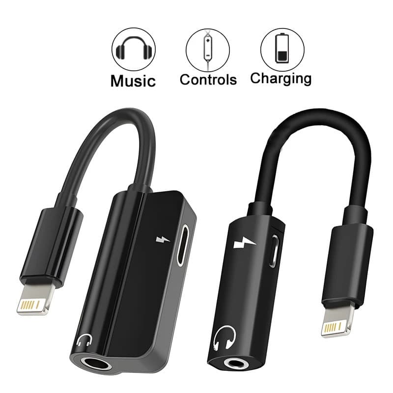 Adaptador Divisor de Fone de Ouvido 2 em 1 com Conector de Áudio AUX 3.5mm e Carregador de 10W para 14 13 12 11 XS XR SE