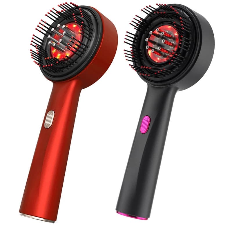 Escova de Massagem Elétrica para Couro Cabeludo com Luz Infravermelha, Massageador Capilar para Crescimento do Cabelo, A