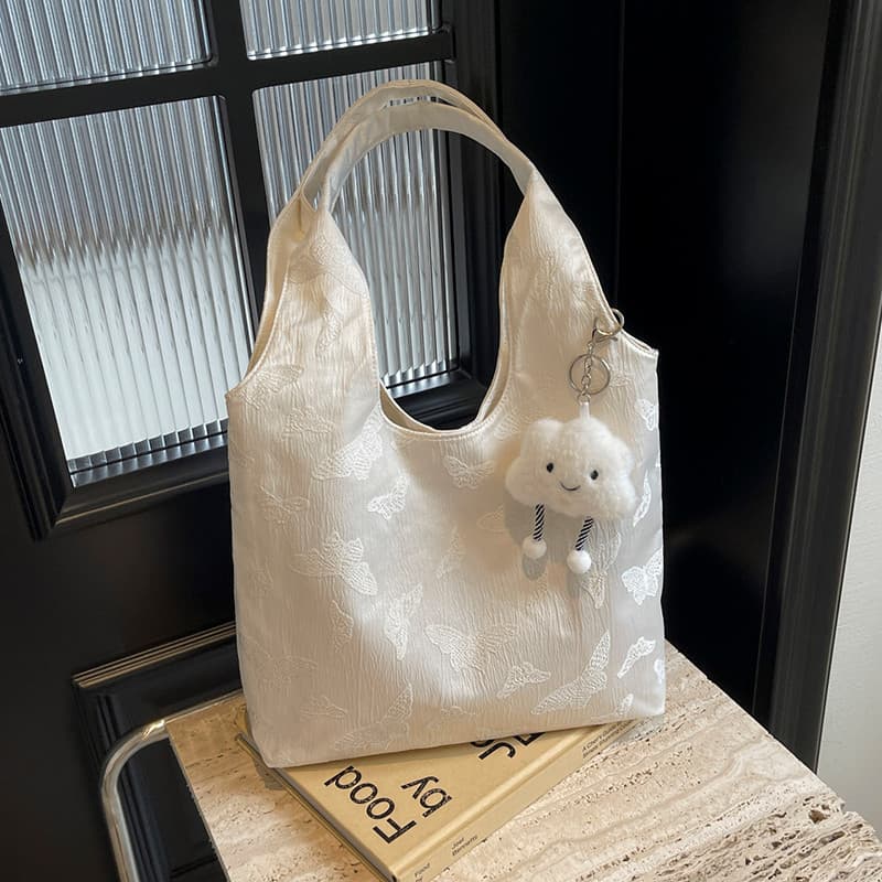 Estilo preguiçoso Tote grande saco feminino 2024 novo estilo na moda All-Match borboleta bolsa de ombro versão coreana C