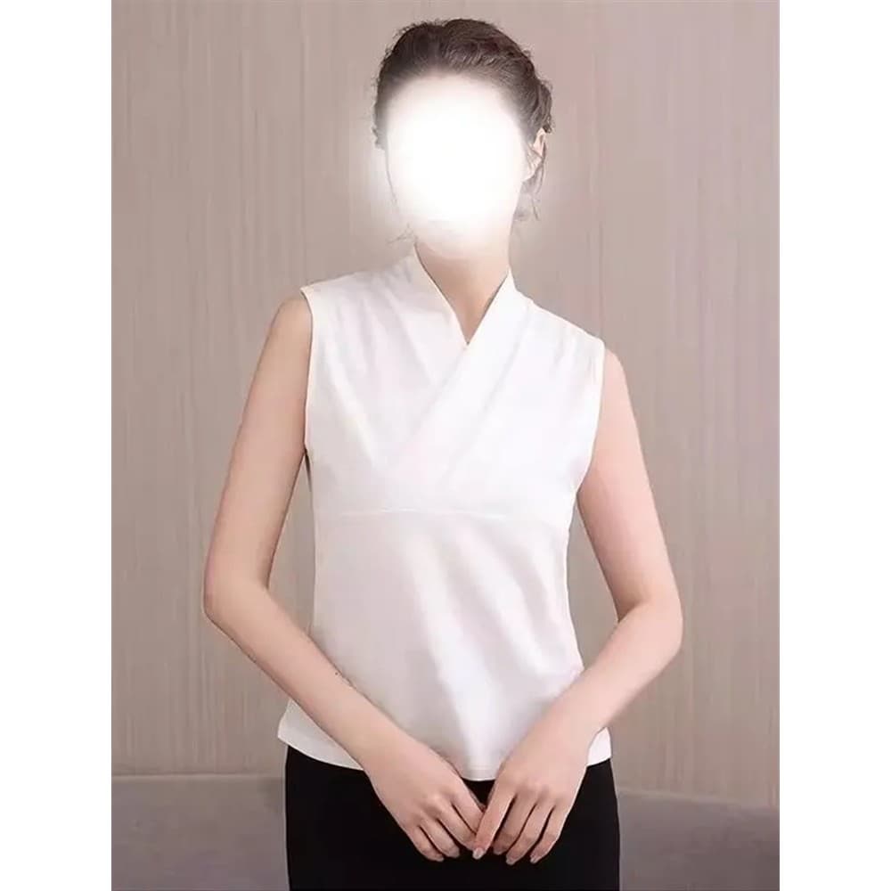 Roupas de cerimônia de chá Hanfu forro de camadas internas sem mangas colete de gola cruzada feminino novo estilo chinês