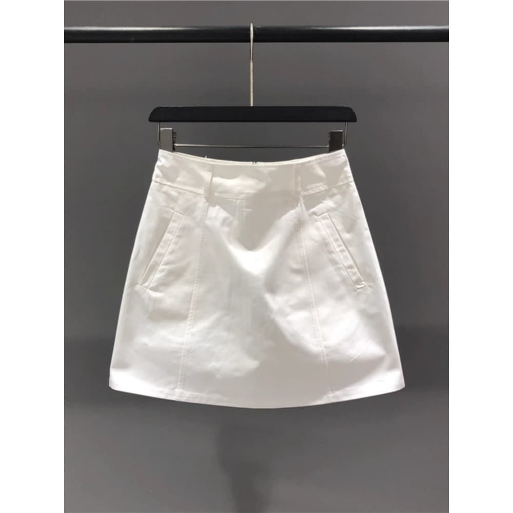 Saia branca de meio comprimento feminina verão novo estilo saia reta pequena cintura alta quadril a linha saia enorme li