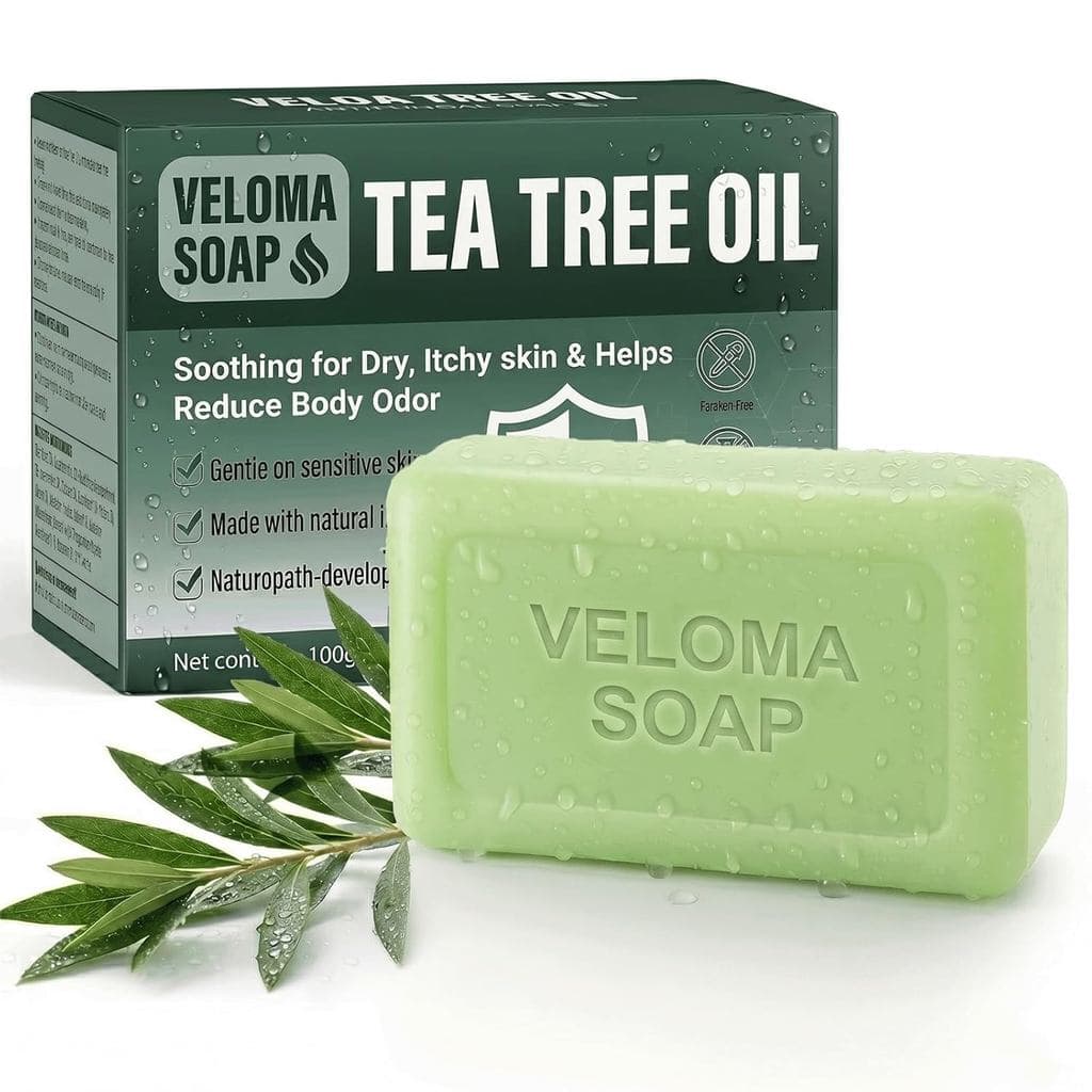 Sabonete Antifúngico Veloma, Sabonete Veloma, Óleo de Tea Tree e Eucalipto Calmante, Limpeza Profunda dos Poros, Cuidado