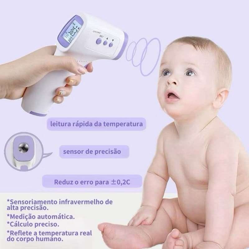Termômetro de Temperatura eletrônico infravermelho de testa sem contato Alta Precisao