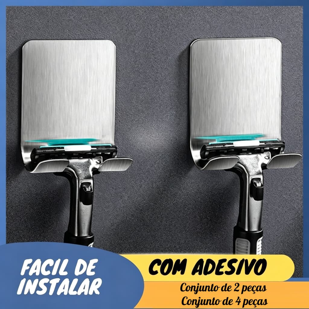 Suporte para Aparelho de Barbear Gillette | Organizador de Gilete com Fita 3M em Aço Inox