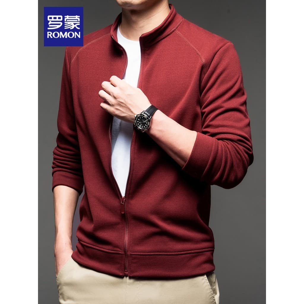 Lomon Cardigan moletom masculino outono novo estilo vermelho Benming ano gola alta roupas casuais jaqueta de caxemira