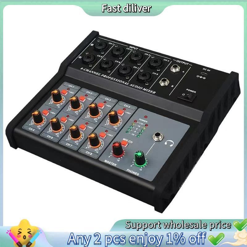 Mixer De Áudio Digital Multifuncional , 8 Canais Estéreo Para Gravação De Mixers De Som De DJ , Transmissão Ao Vivo , Pl