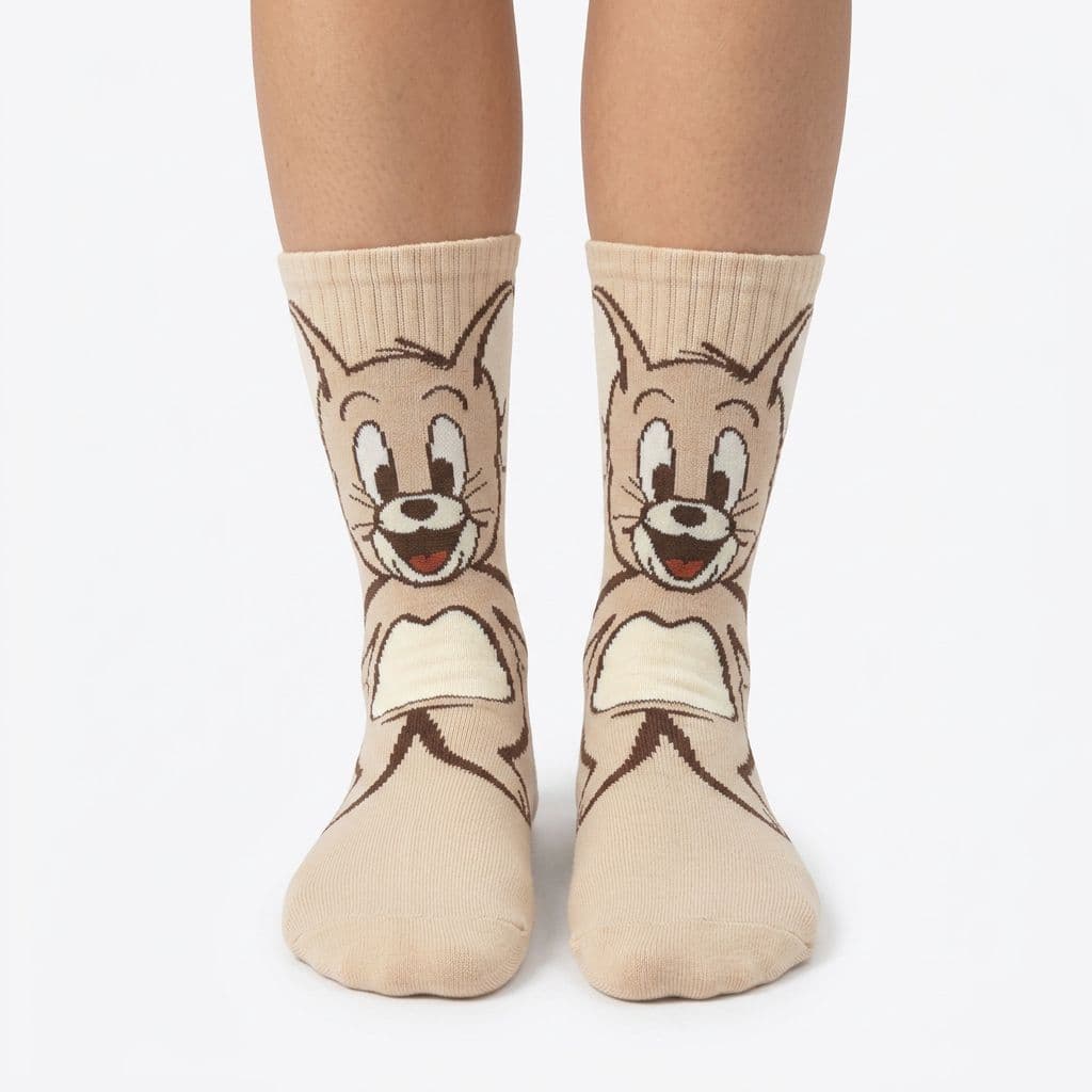 Meia Divertida Cano Longo Estampada frio Personagem  jerry Tamanho Unico 35 a 44