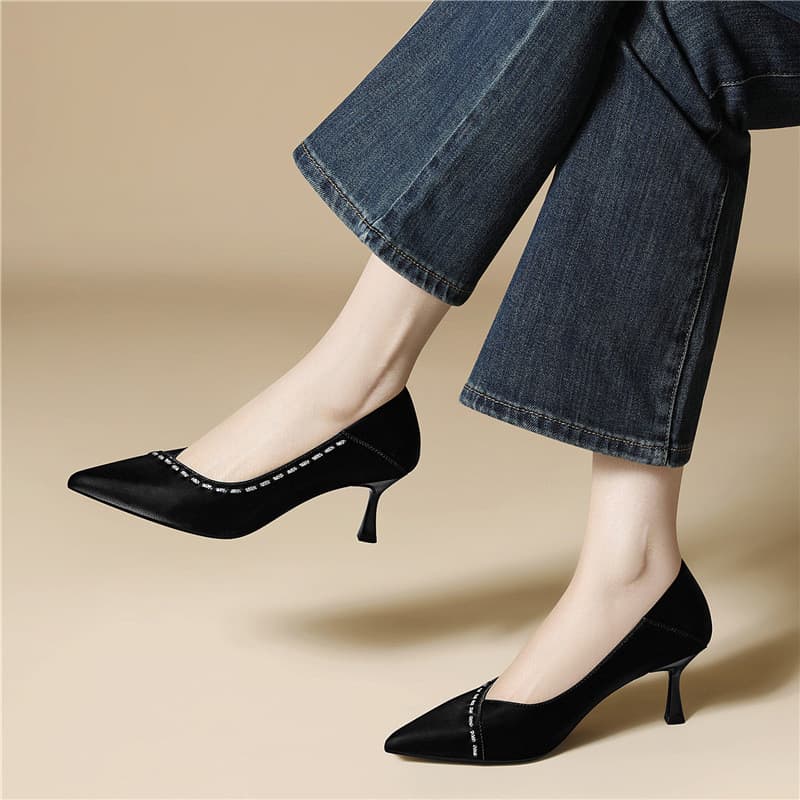 Francês boca rasa salto alto high-End sentir apontou Toe salto Stiletto 6cm moda feminina novo estilo um Pedal todos