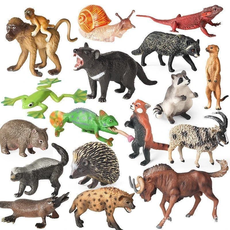 Figura de Ação de Animais Selvagens Lagarto Macaco Antílope Salamandra Hiena Camaleão Modelo Estátua Colecionável