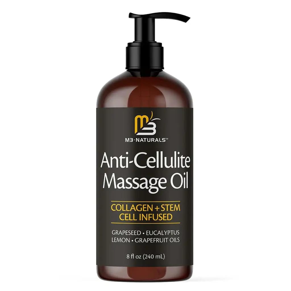Óleo de Massagem para Celulite M3 Naturals 8oz - Suaviza a Aparência da Celulite - Óleo de Massagem para Cuidados Corpor
