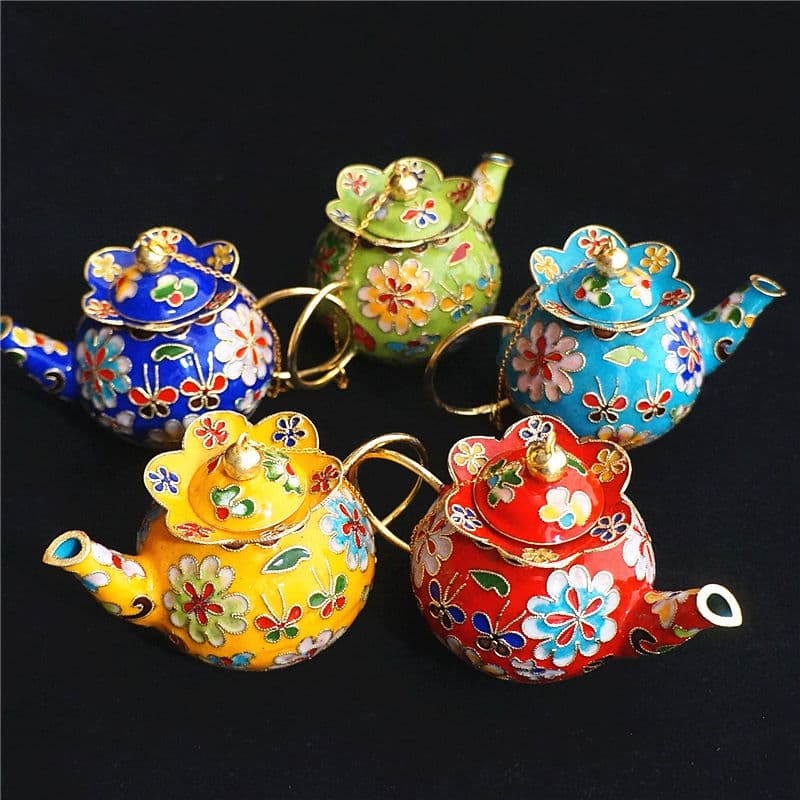 Cloisonne pequeno pote ornamentos lidar com pote brinquedos pneu de cobre filigrana esmalte pote casa decorações de mesa