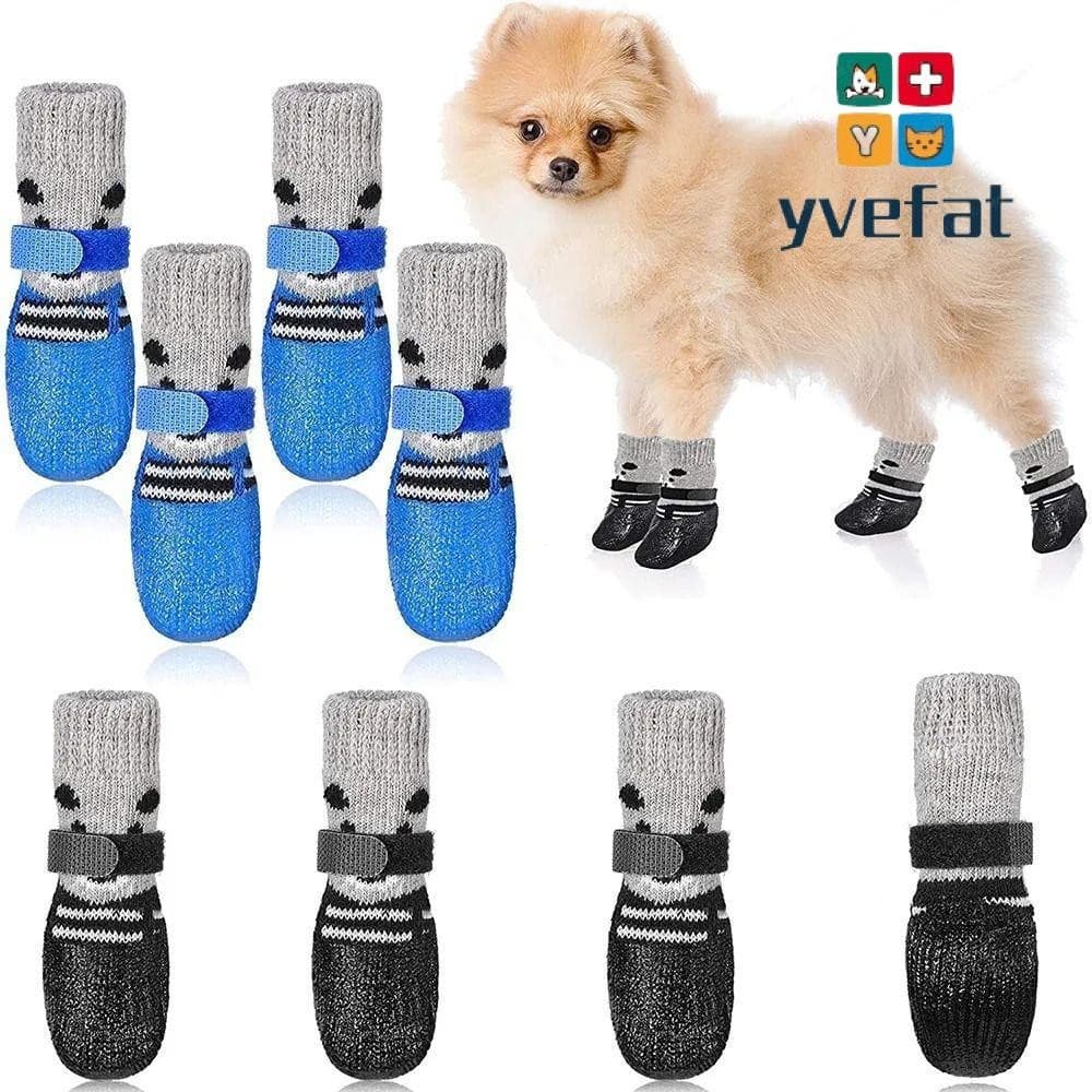 YVEFAT Meias De Borracha Para Cães E Gatos , Botas De Neve De Chuva Impermeáveis Animais De Estimação , Com Cordão Ajust