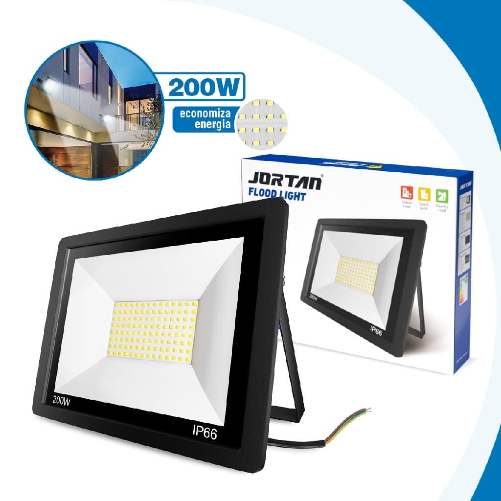 Refletor Led 200w Holofote Externo Jardim Ip66 Bivolt 6500k