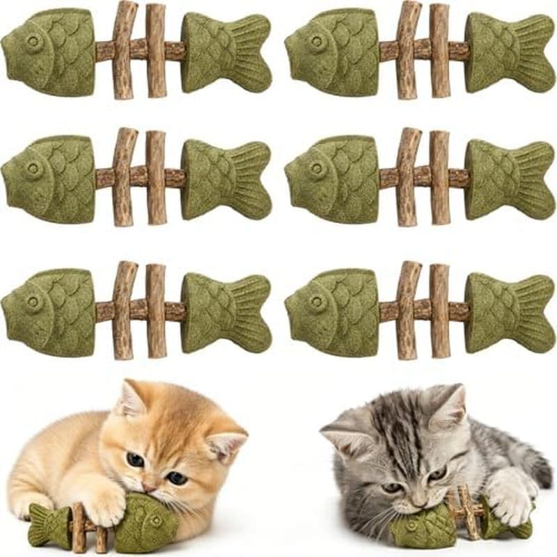 Catnip E Silvervine Chew , Brinquedo Natural De Mastigar Espinha De Peixe Para Gatos Dental De Gato Em Formato , Lamber