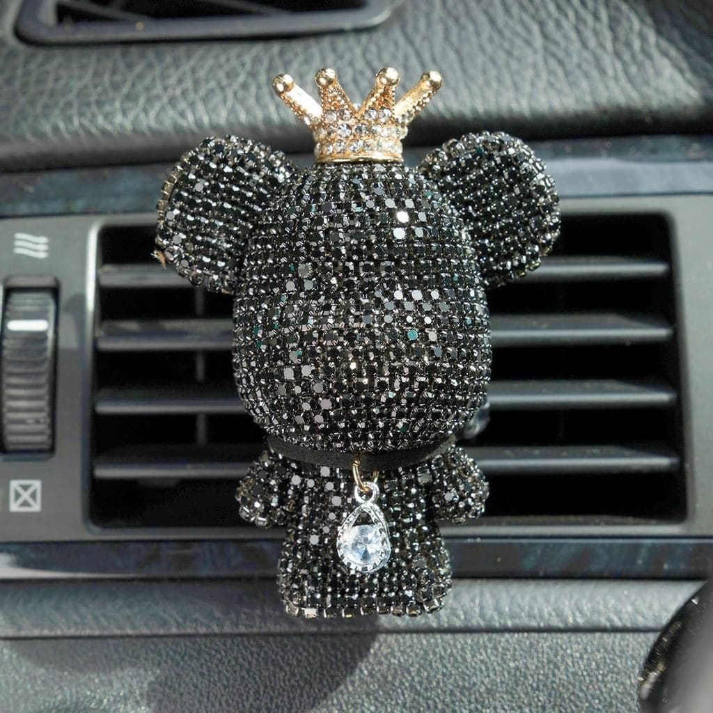 Acessórios Fofos para Carro, Aromatizador de Ar para Carro com Urso de Cristal Brilhante e Clipe de Ventilação, Decoraçã