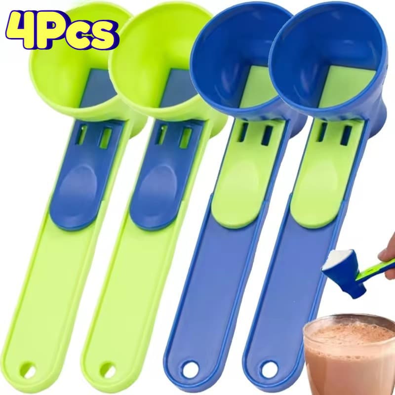 1/2/4 Pçs Colheres De Medição De Funil Deslizante-Café Leite Em Pó Proteína À Prova De Vazamento-Utensílios De Cozinha