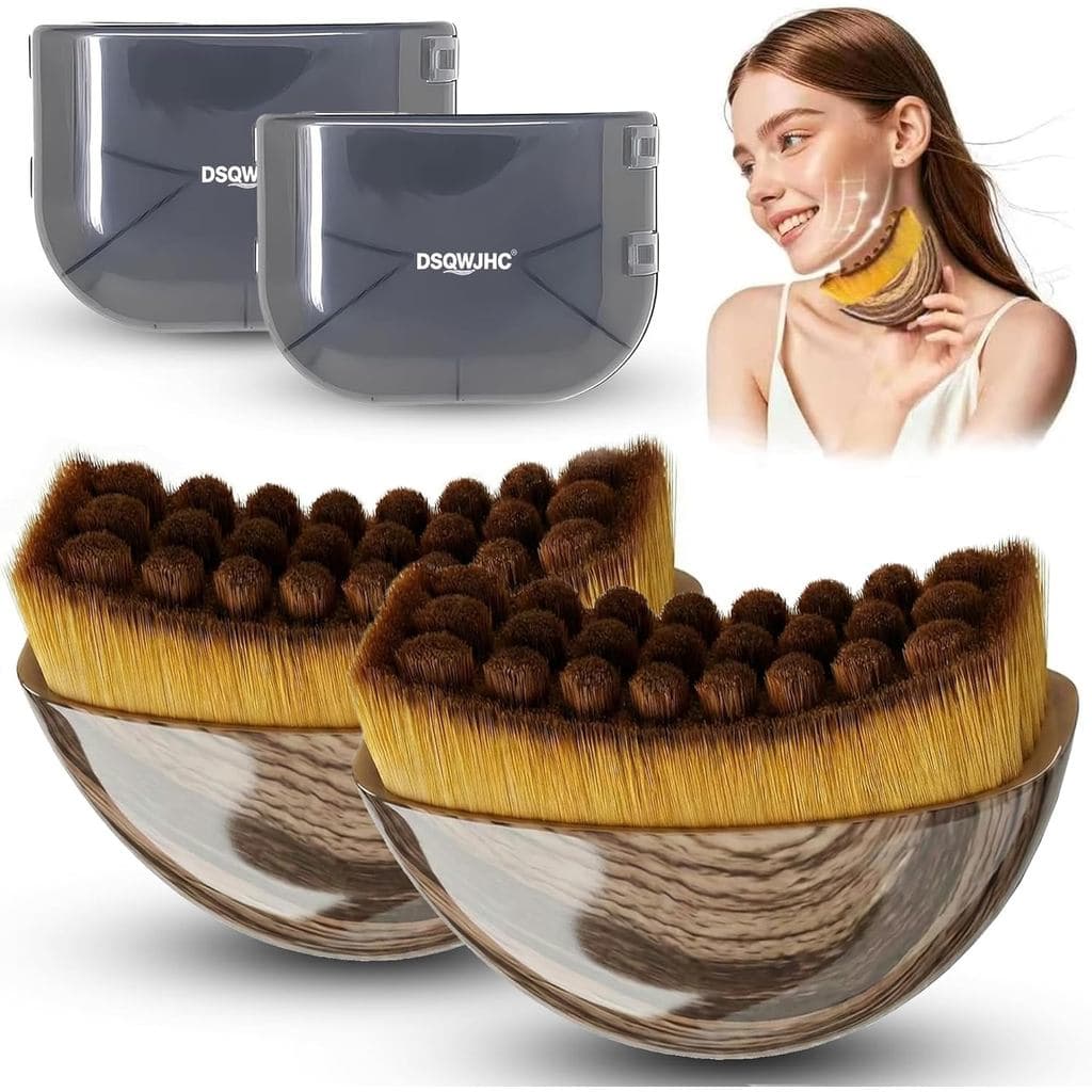 Escova Facial para Contorno Linfático com Cerdas Macias – Ferramenta de Escultura Facial para Drenagem Linfática, Escova