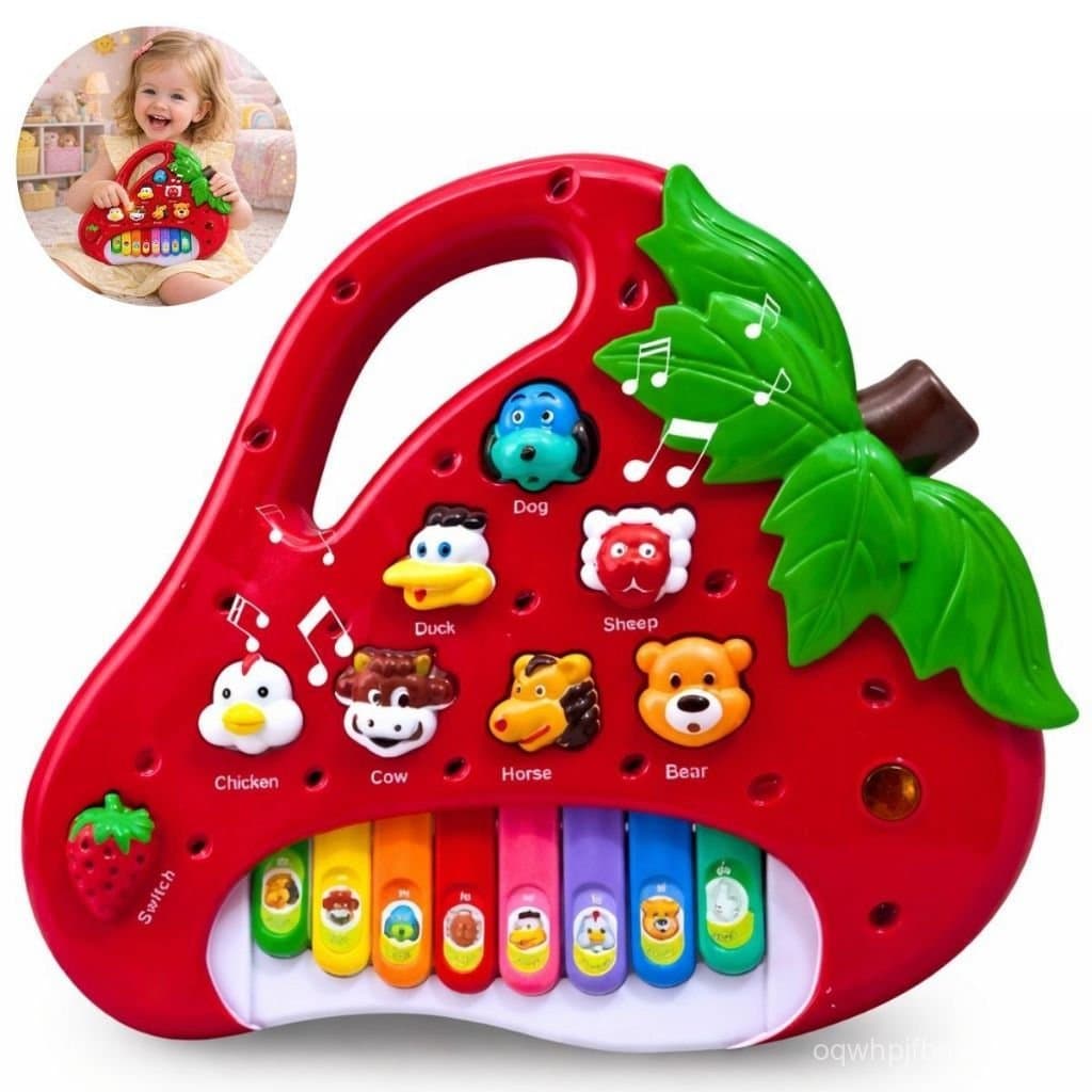 Piano Teclado Musical Morango Com Luz Sons Educativo