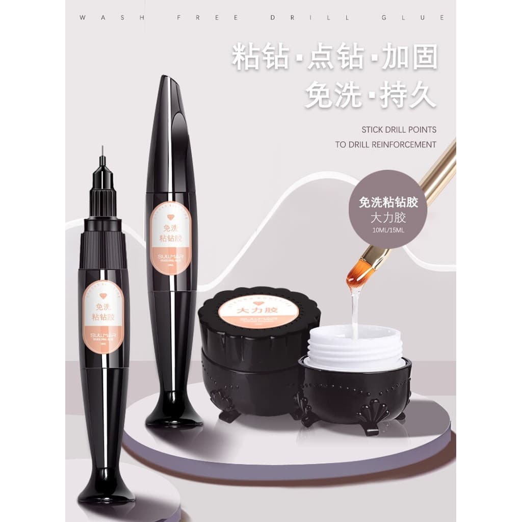 Cola forte para Manicure Cola pegajosa forte para diamante Cola descartável Diamante pegajoso Fundo plano Diamante Zircã