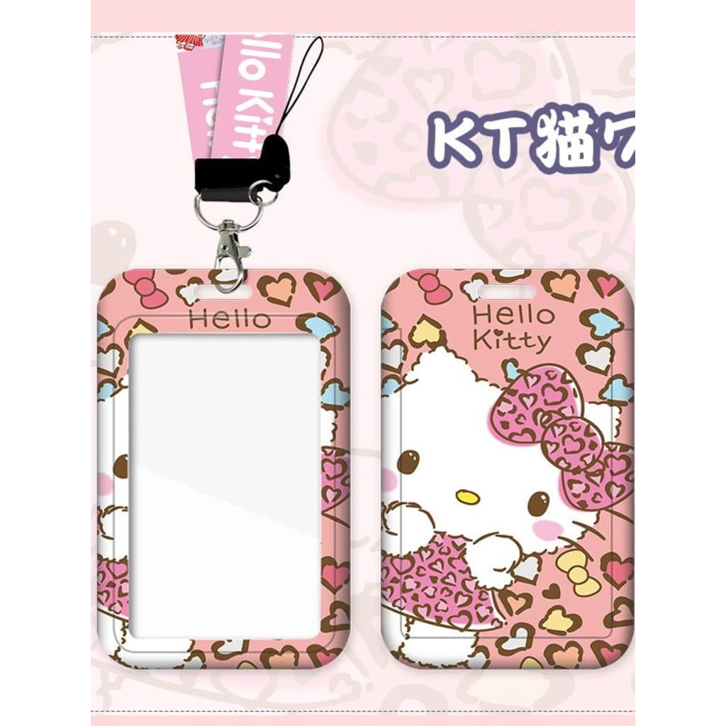Porta-cartões com cordão Hello Kitty, porta-crachá ou porta-cartões de trabalho