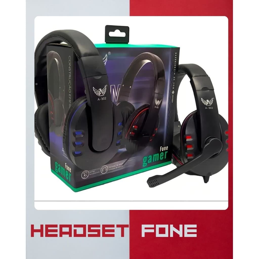Headset Fone Gamer Led RGB com microfone USB e P2 Para PC Computador Celular Headphone Videogame