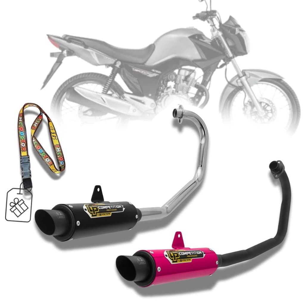Escapamento Esportivo Fan 150 Mais Chaveiro 2014 e 2015 Cromado Preto Para Moto Pro Tork Competition