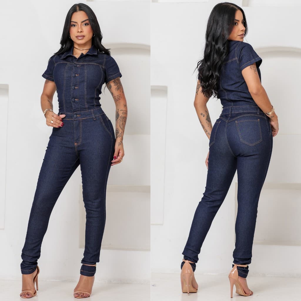 JARDINEIRA CALÇA  COM MANGA Curta BOTAO FORRADO LYCRA