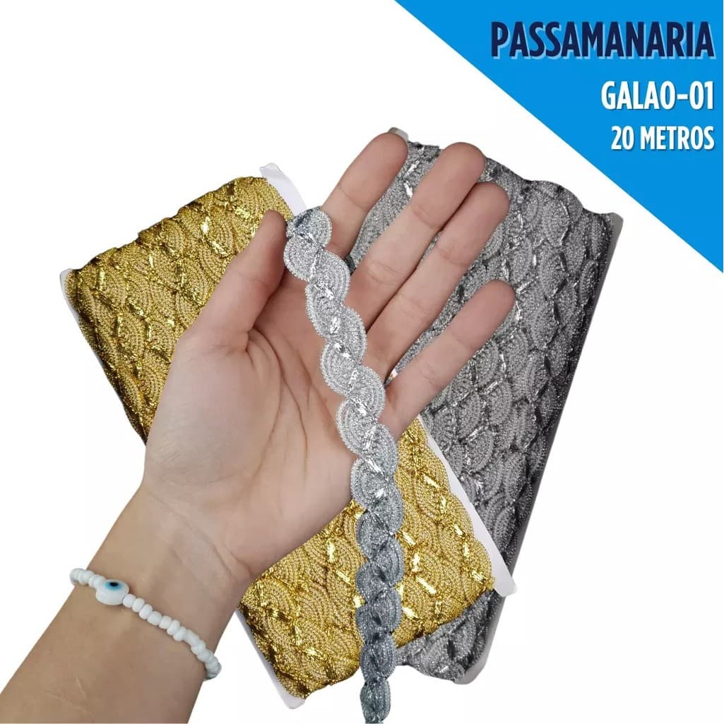 Fita Galão Passamanaria - 20mm - Ref:Galao-01 - Rolo C/20 Mts COR:OURO