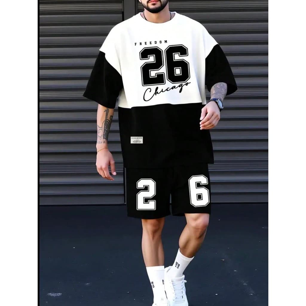 Kit Camiseta + Bermuda de Moletom Modelo "Freedom 26 Chicago" Estilo Tumblr - Promoção ESPECIAL LANÇAMENTO