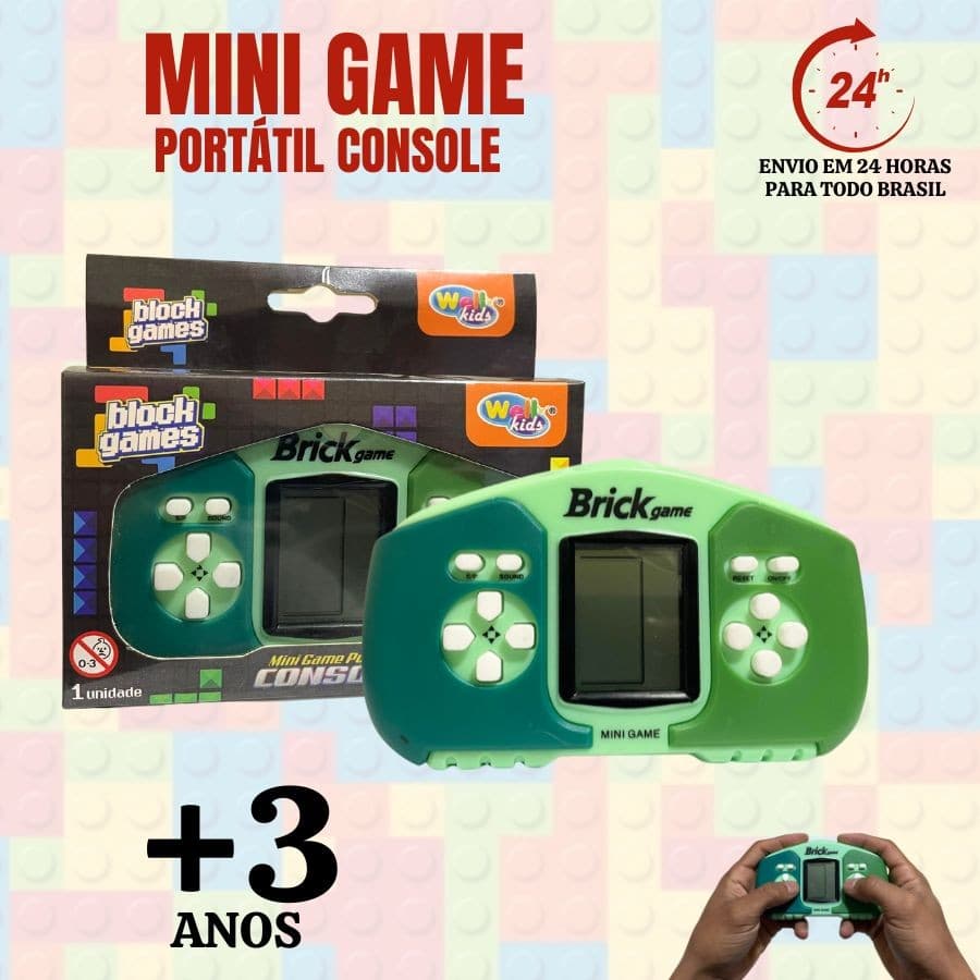 Mini Game Portátil Brick Game com 23 Jogos Clássicos Tetris e Cobrinha Brinquedo Infantil