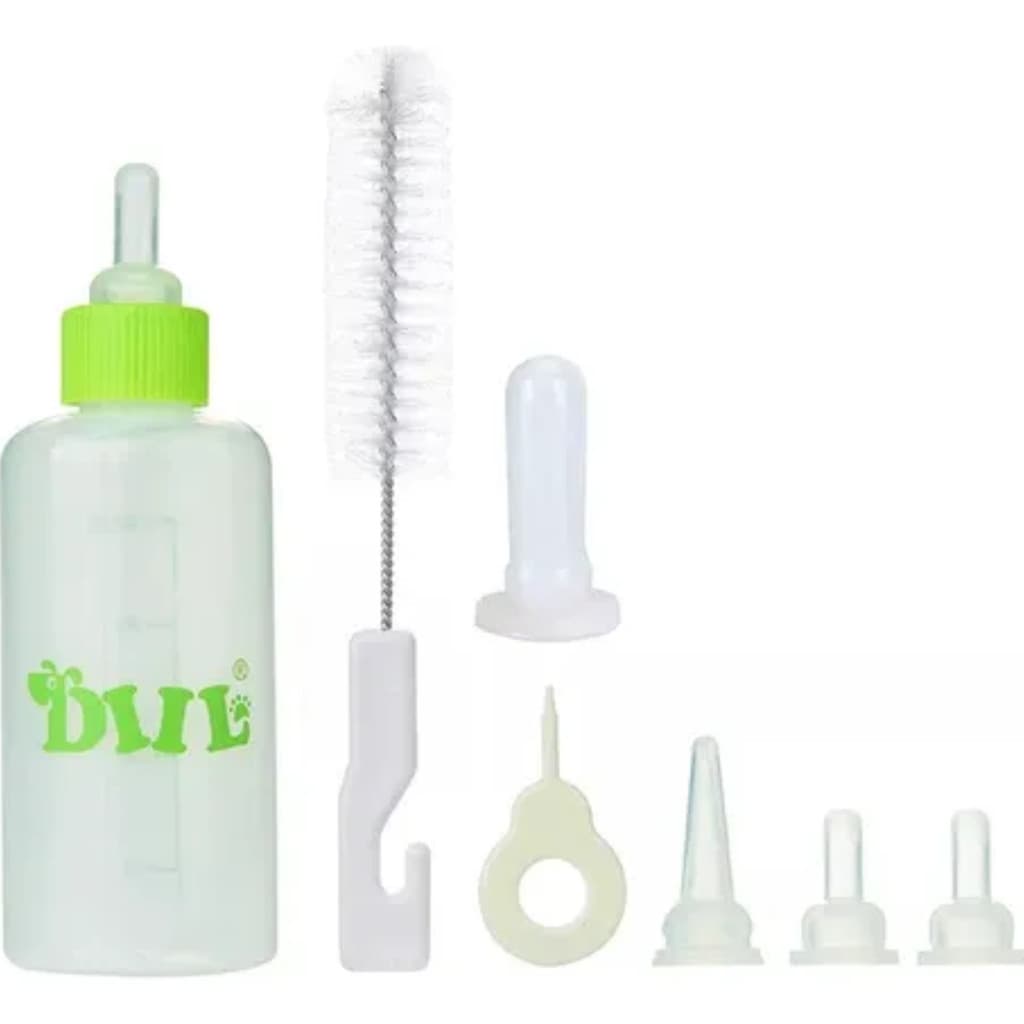 Kit 7 Peças Mamadeira Pet 60ml Filhotes Cachorros Gatos Cães Coelhos Alimentação Bico Limpador