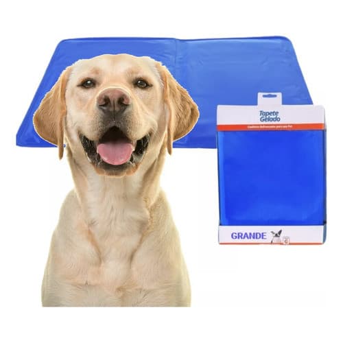 Tapete Gelado para Cachorro Gato 50x65cm Azul Resfria Refresca