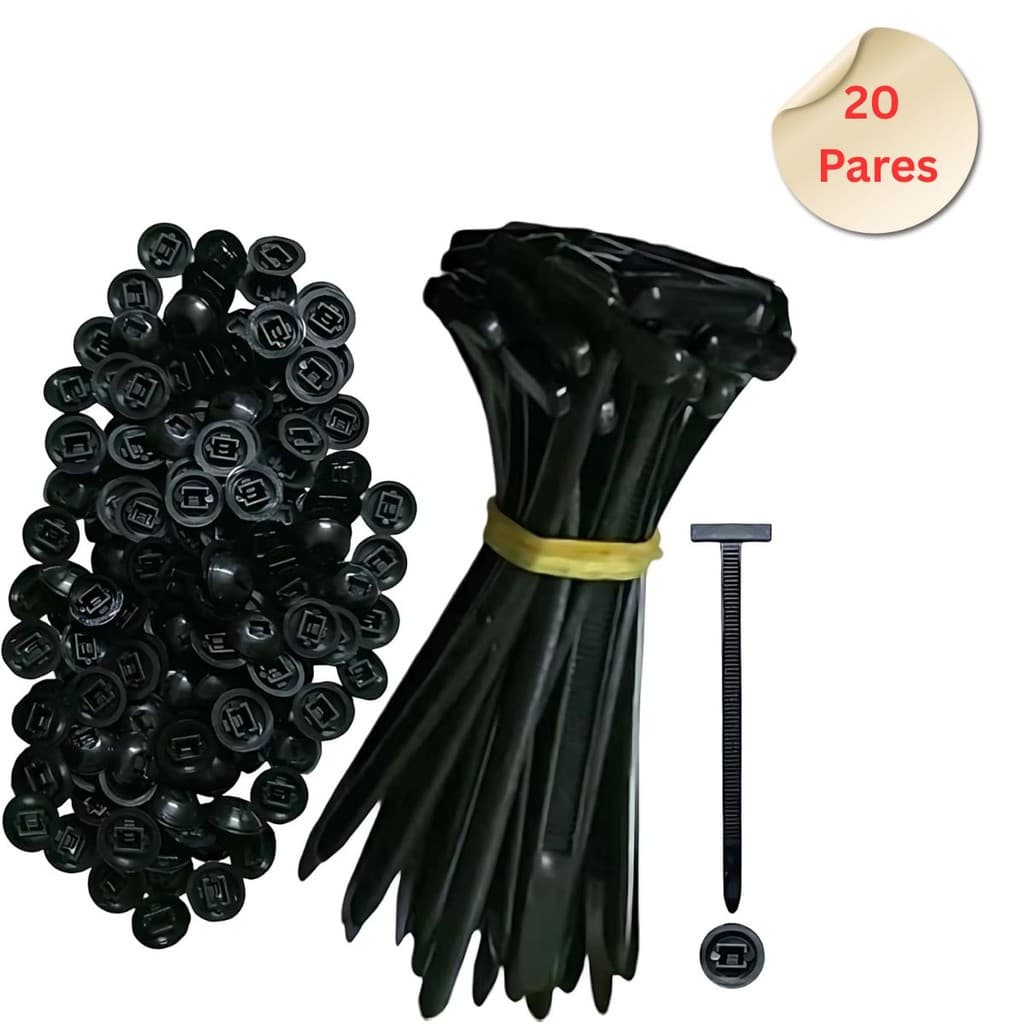 Abraçadeira de Nylon com Botão Travamento Automático 20 Pares Reparo Automotivo Para-choques Resistente a UV