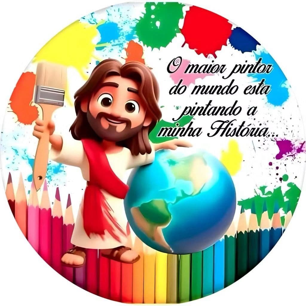 Festa Mini Painel Redondo Decoração Deus Maior Pintor Do Mundo 50x50 Capa Criativa
