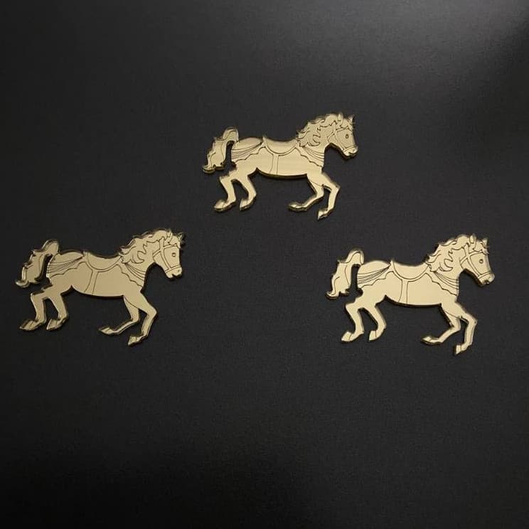 Aplique Cavalo - Cavalinho 4cm Acrílico Espelhado Kit com 10 unidades