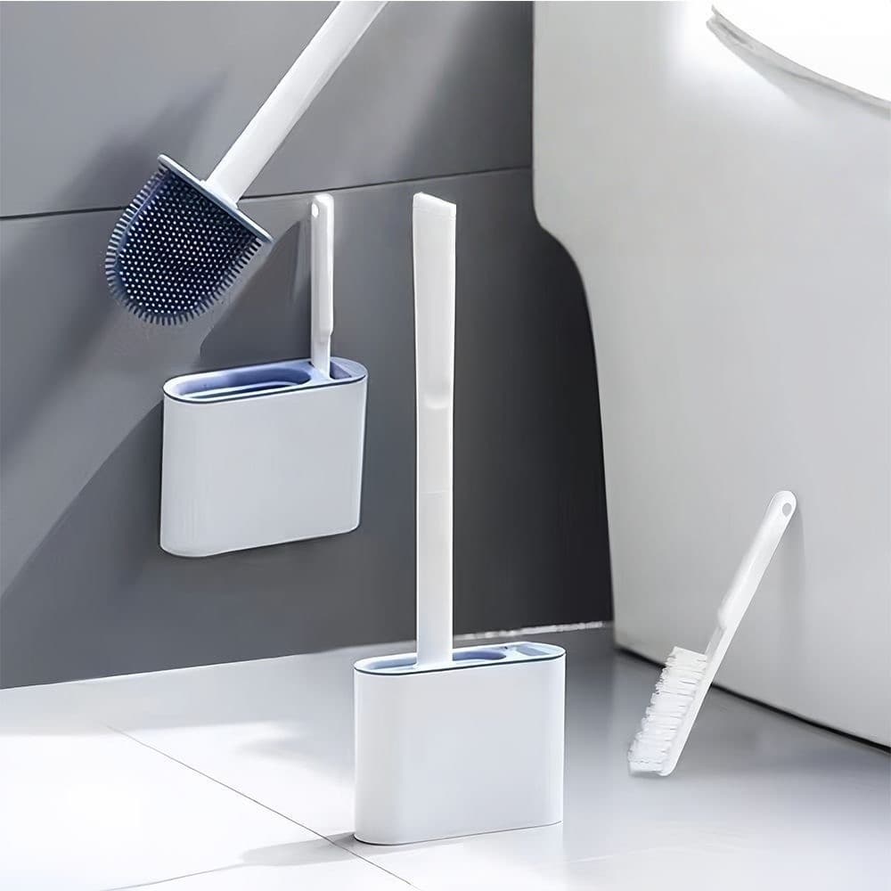 Escova de Silicone 2 em 1 para Vaso Sanitário - Base de Banheiro Privada, Alta Eficiênci
